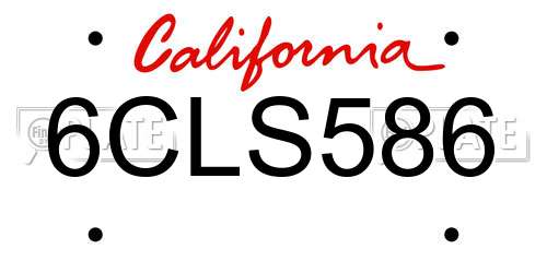 6CLS586 California License Plate