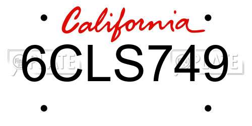 6CLS749 California License Plate