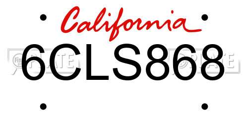 6CLS868 California License Plate