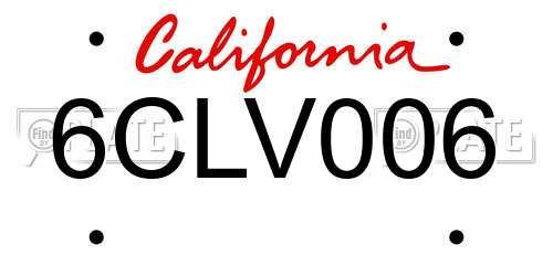 6CLV006 California License Plate