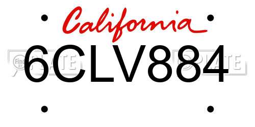 6CLV884 California License Plate