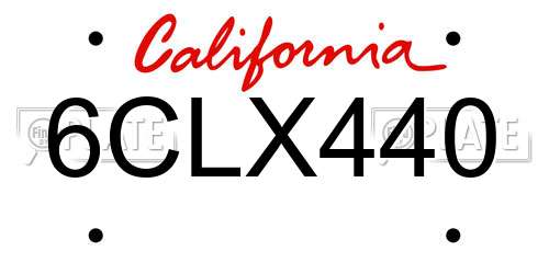 6CLX440 California License Plate