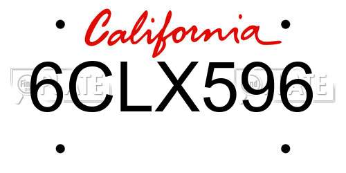 6CLX596 California License Plate