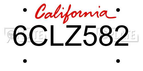 6CLZ582 California License Plate