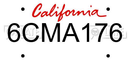 6CMA176 California License Plate