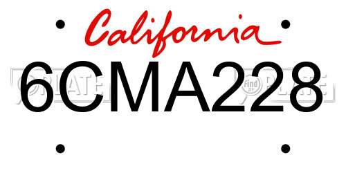 6CMA228 California License Plate