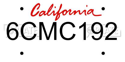 6CMC192 California License Plate