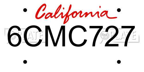 6CMC727 California License Plate