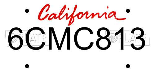 6CMC813 California License Plate