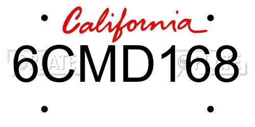6CMD168 California License Plate