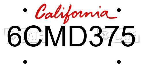 6CMD375 California License Plate