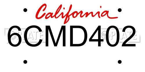 6CMD402 California License Plate