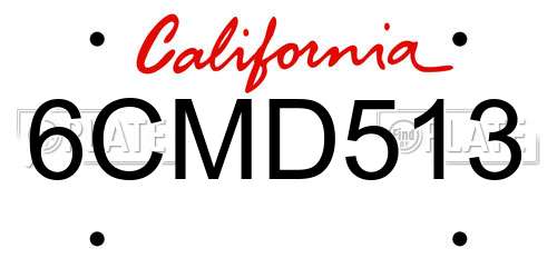 6CMD513 California License Plate