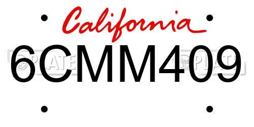 6CMM409 California License Plate