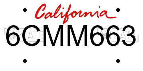6CMM663 California License Plate