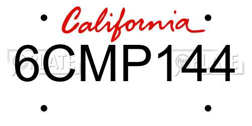 6CMP144 California License Plate