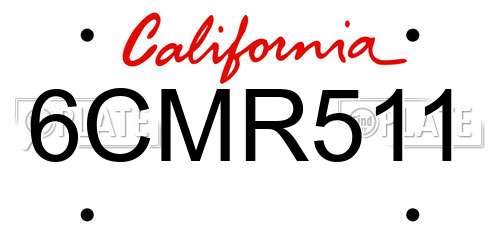 6CMR511 California License Plate