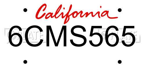 6CMS565 California License Plate