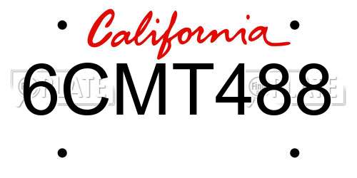 6CMT488 California License Plate