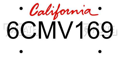 6CMV169 California License Plate