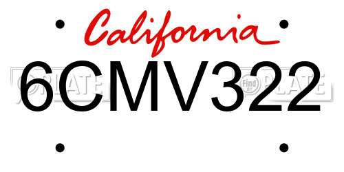 6CMV322 California License Plate