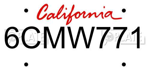 6CMW771 California License Plate