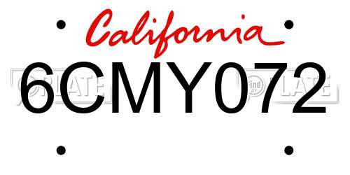 6CMY072 California License Plate