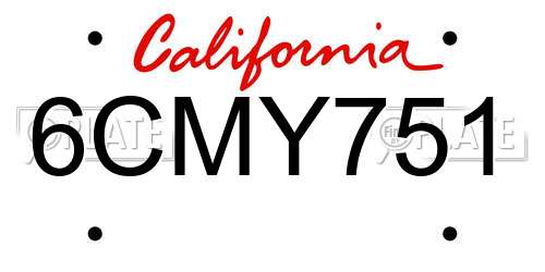 6CMY751 California License Plate