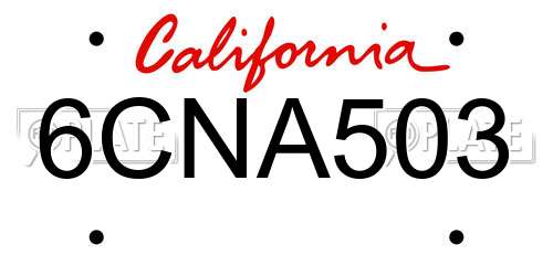 6CNA503 California License Plate