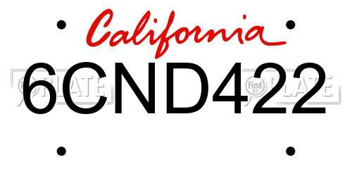 6CND422 California License Plate