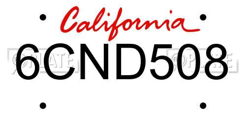 6CND508 California License Plate