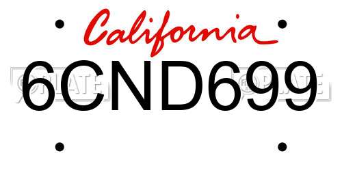 6CND699 California License Plate