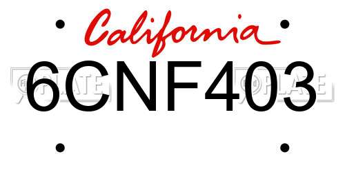 6CNF403 California License Plate