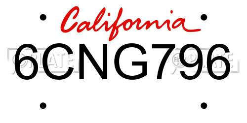 6CNG796 California License Plate