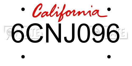6CNJ096 California License Plate