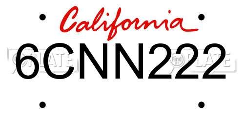 6CNN222 California License Plate