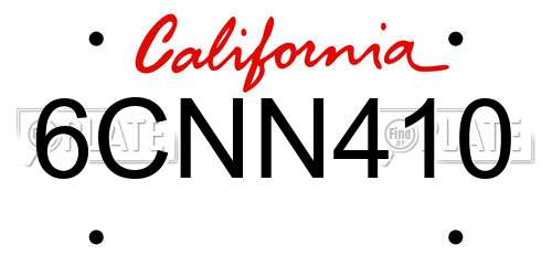 6CNN410 California License Plate