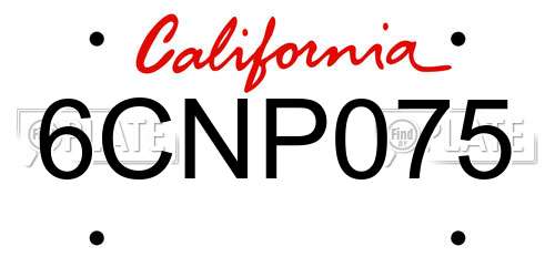 6CNP075 California License Plate