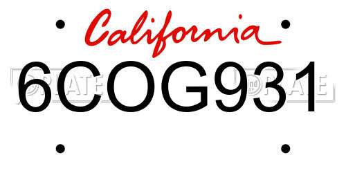 6COG931 California License Plate
