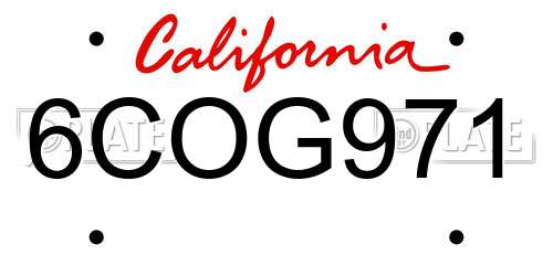 6COG971 California License Plate