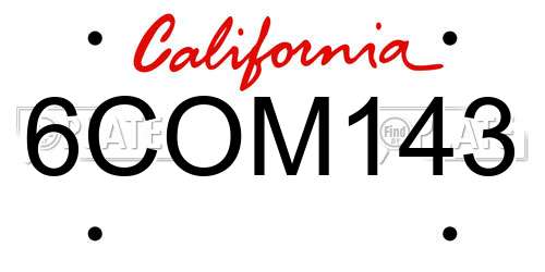 6COM143 California License Plate