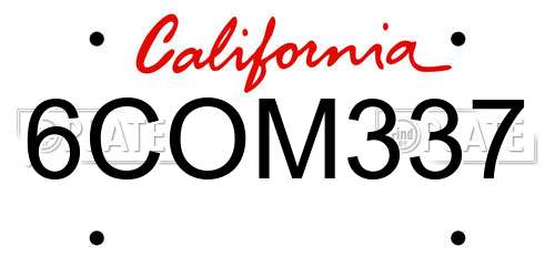 6COM337 California License Plate