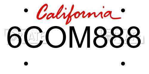 6COM888 California License Plate