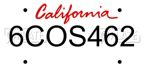 6COS462 California License Plate