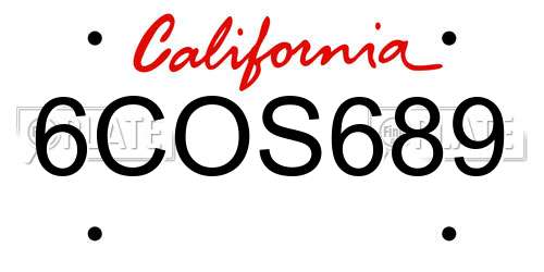 6COS689 California License Plate