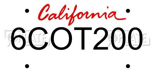 6COT200 California License Plate