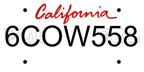 6COW558 California License Plate