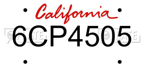 6CP4505 California License Plate