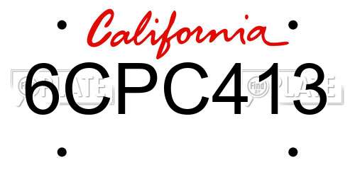 6CPC413 California License Plate