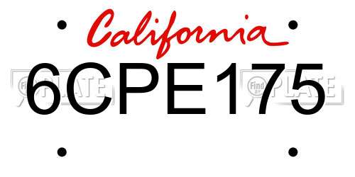 6CPE175 California License Plate